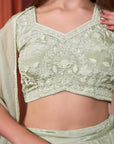 RIZABELLA Women Veda Embroidered Drape Set with Cape