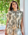 Metallic Embroidered Cape Plazzo Set