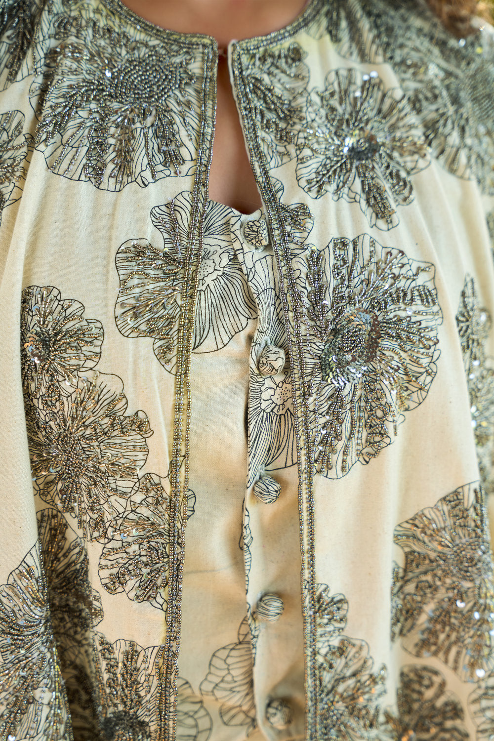 Metallic Embroidered Cape Plazzo Set