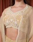 RIZABELLA Women Veda Embroidered Drape Set with Cape