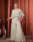Rizabella Women Mehfil Sage Green Embroidered Jacket Palazzo Set