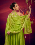 halter neck zari anarkali