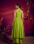 halter neck zari anarkali