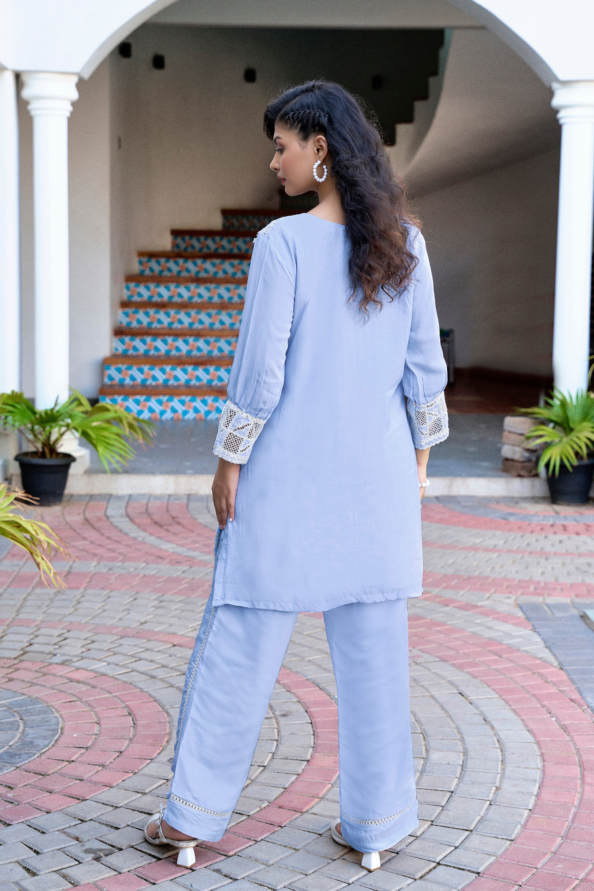 Pastel Charm Crochet Co-ord Set - Sky