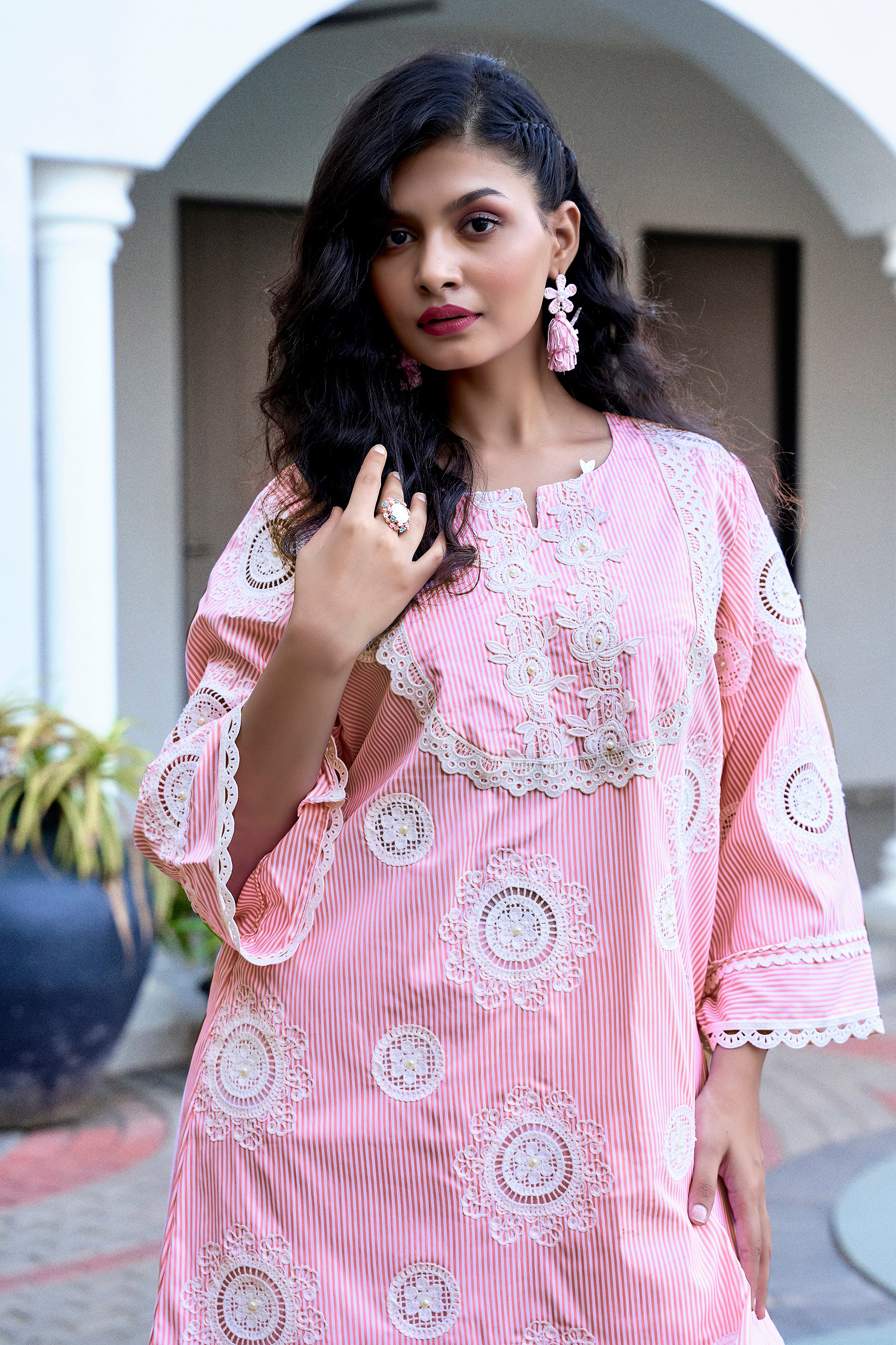 Candy Stripe Blossom Set - Pink