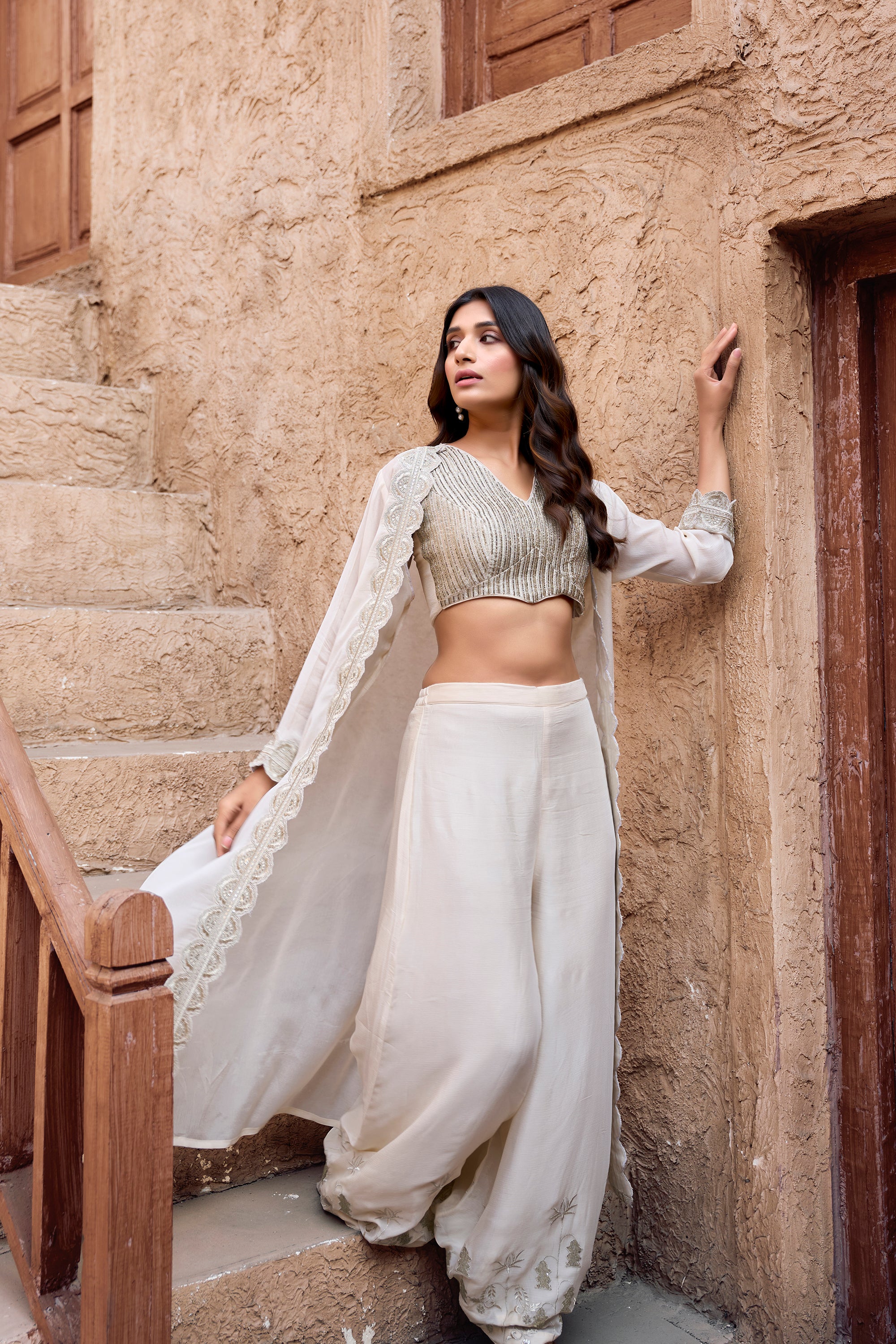 Signature Embroidered Blouse &amp; Jacket Set