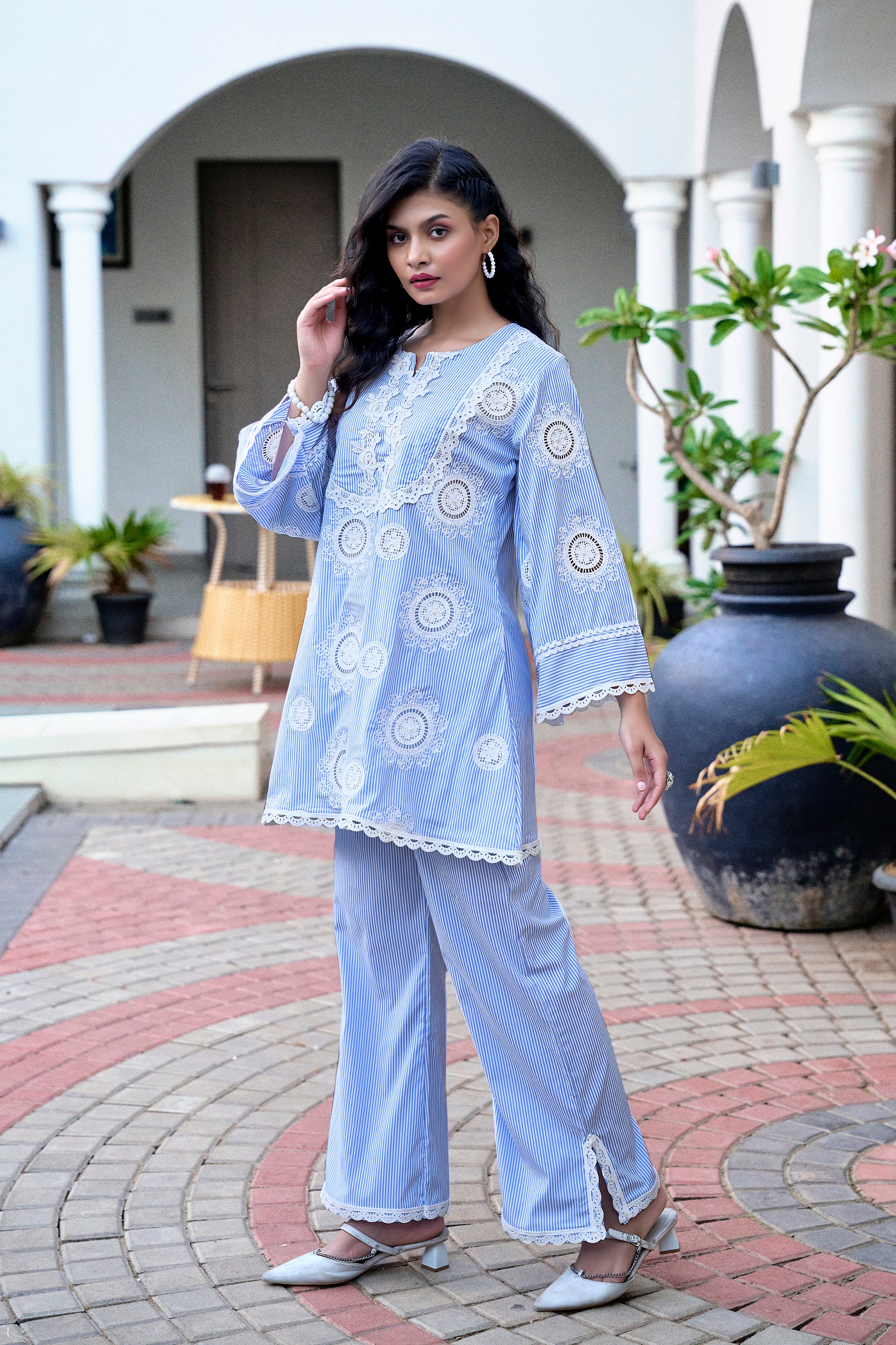 Candy Stripe Blossom Set - Blue