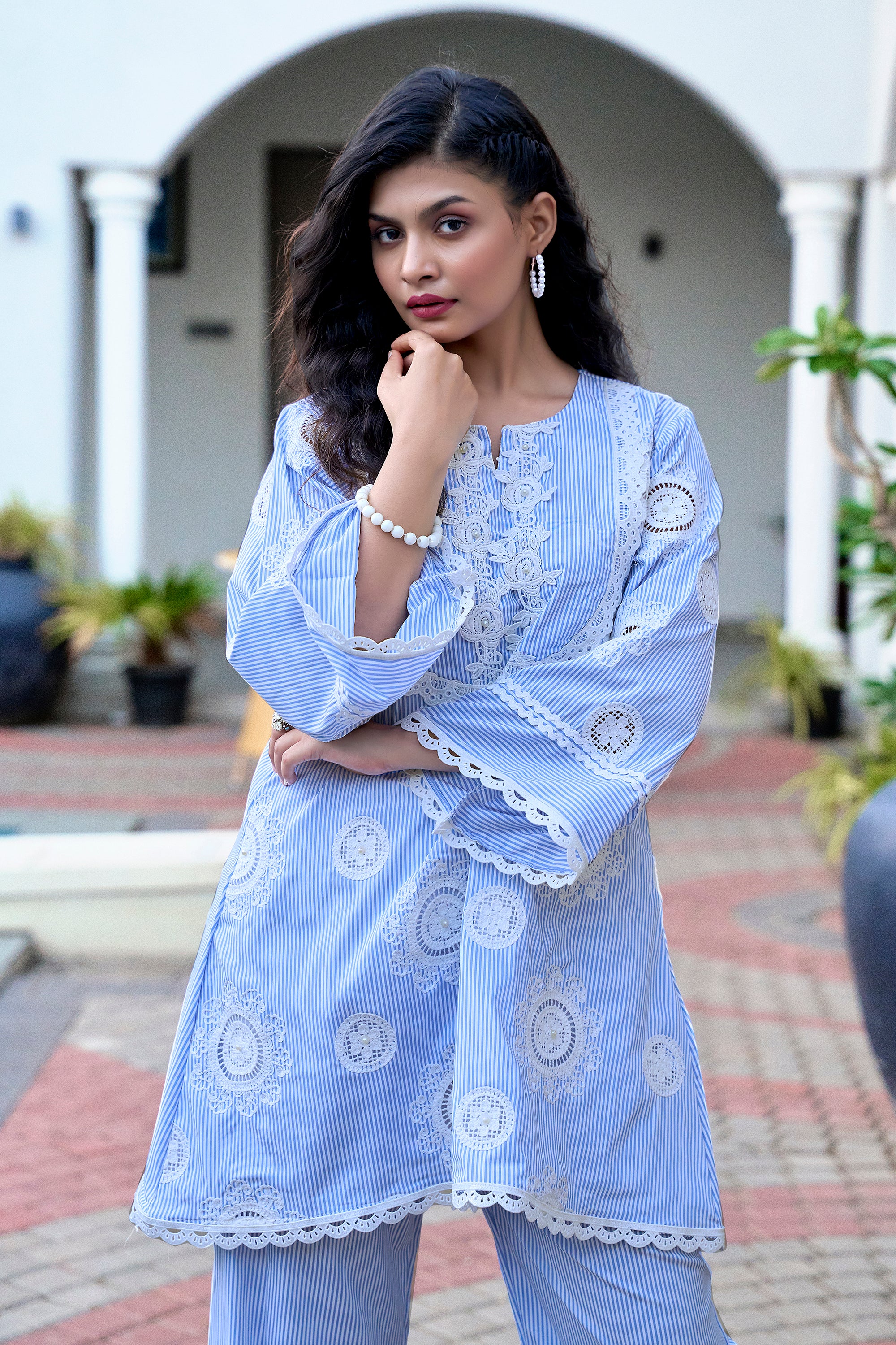 Candy Stripe Blossom Set - Blue