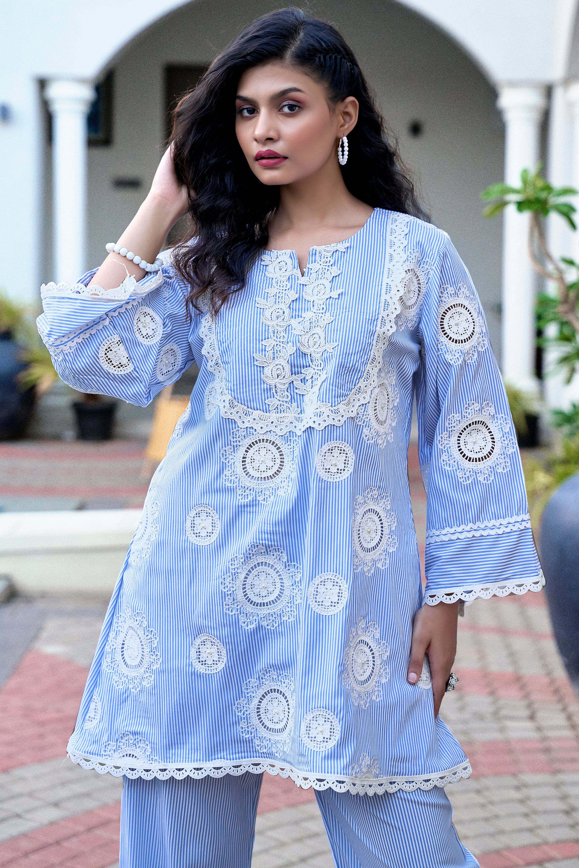 Candy Stripe Blossom Set - Blue