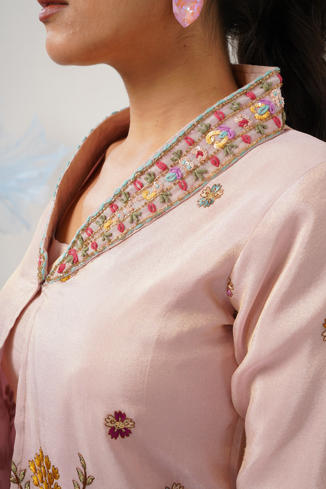 Rosé Garden Hand-Embroidered Ensemble