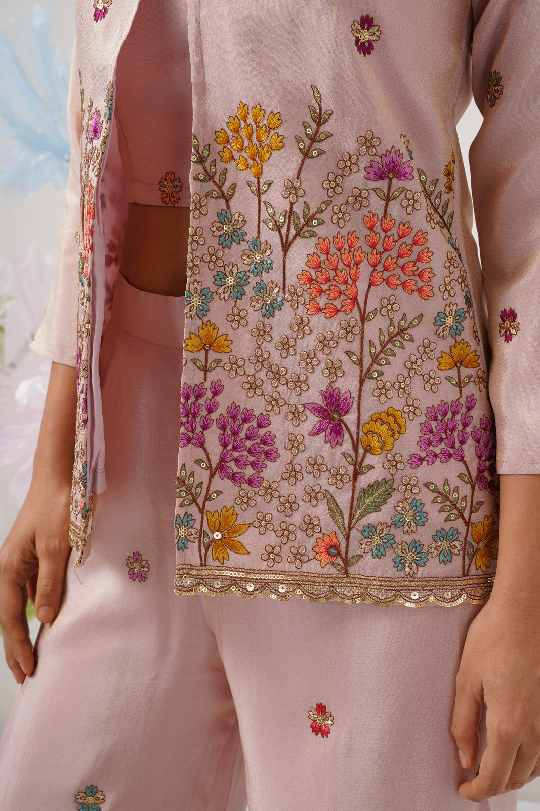Rosé Garden Hand-Embroidered Ensemble