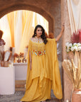 Embroidered Tassel Kaftan Set - Yellow