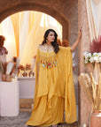 Embroidered Tassel Kaftan Set - Yellow