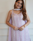 Mirror Embellished Sharara Set - Lavender