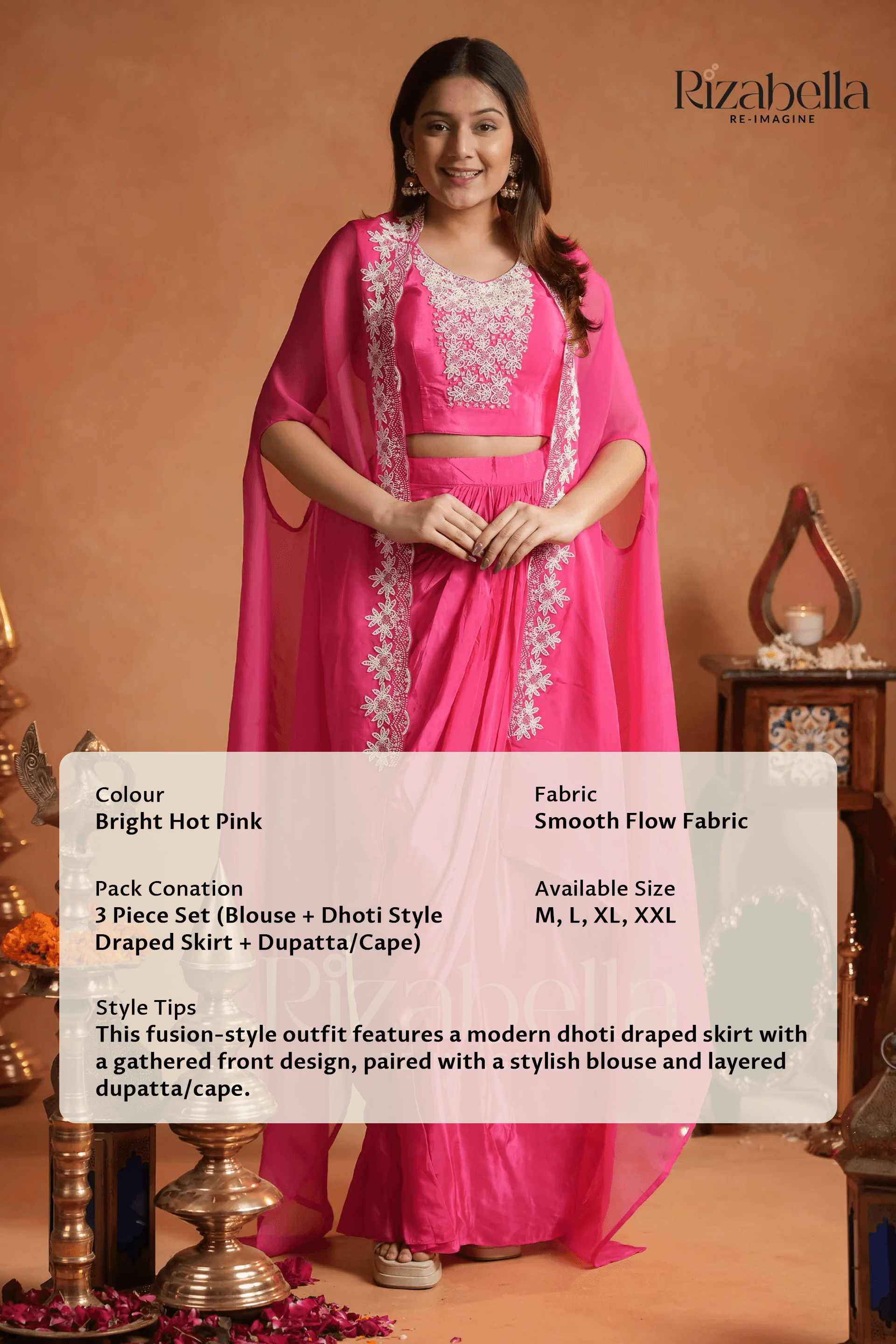3 PCS dhoti style drape skirt
