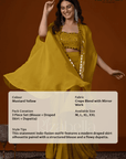 3 PCS yellow drape skirt and mirror work