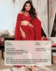 Elevated Draped Skirt Cape Set - Rust Red