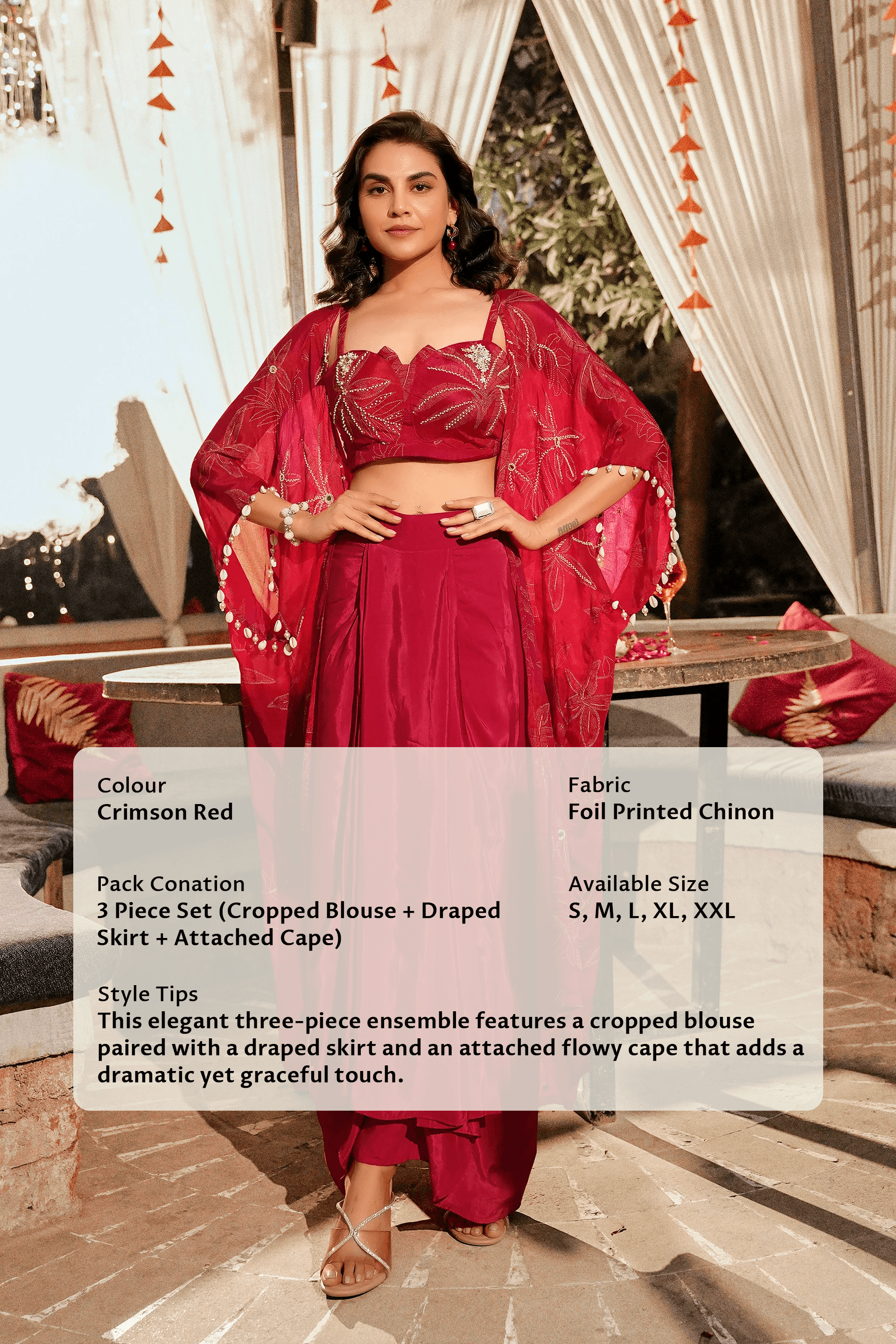 Timeless Handwork Cape - Crimson Red