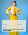 Yellow jacket set with white Moti Handwork