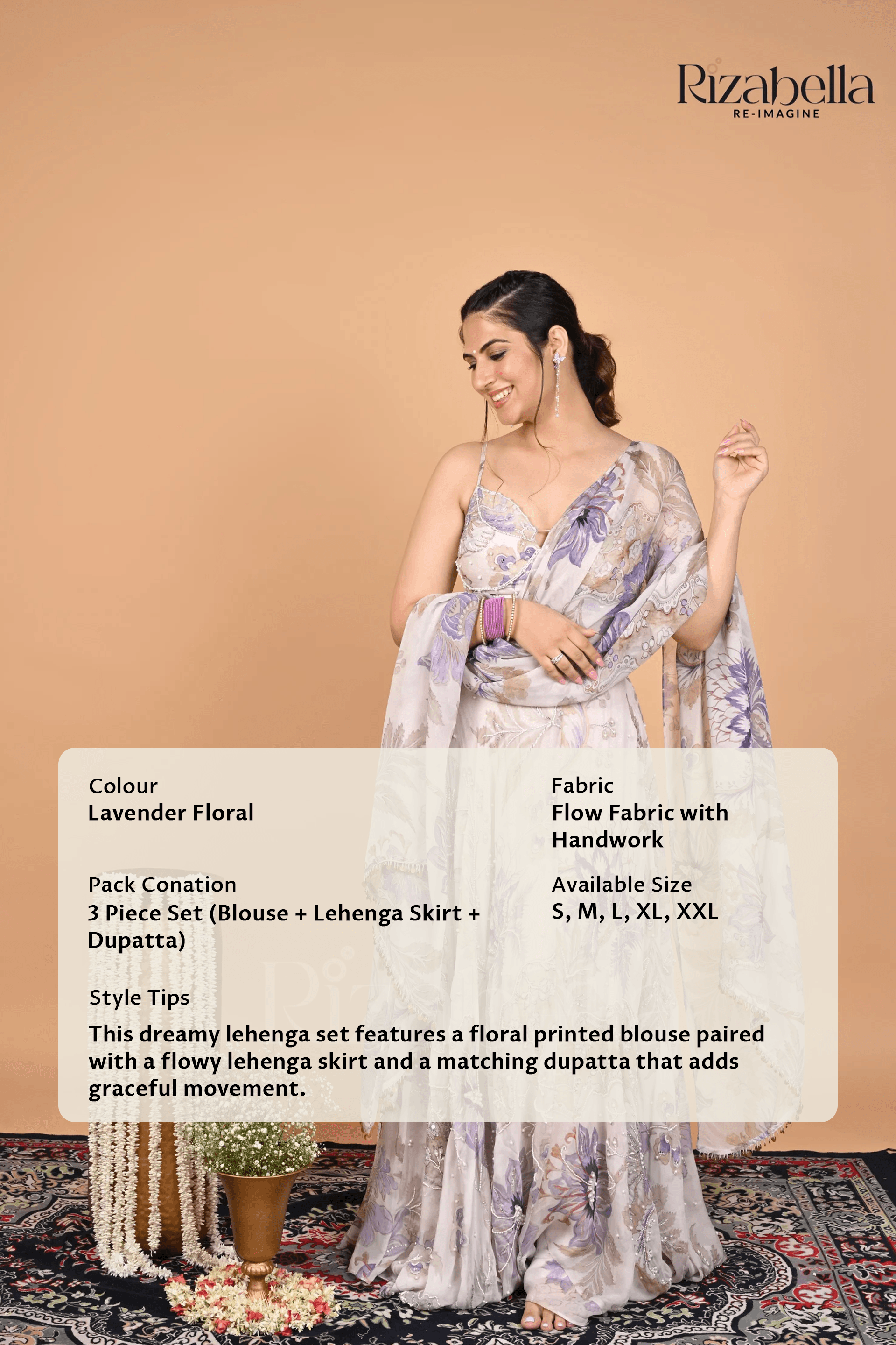 Lavender Floral Lehenga