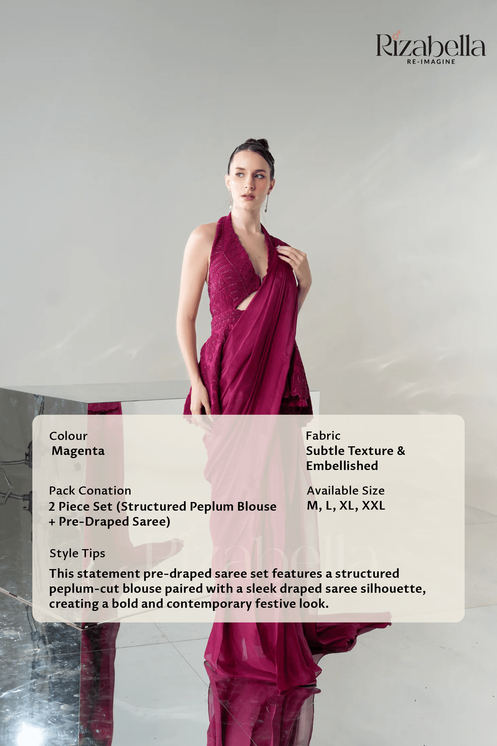 Luxe Peplum Drape Saree Set