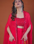 3 PCS drape skirt and mirror work