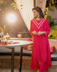Embroidered Two-Piece Laurel Set - Vibrant Fuchsia