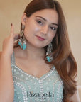 Mirror Embellished Sharara Set - Sea Green
