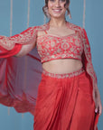 3 PCS rust, drape skirt with heavy Cape