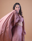 Dusty Rose 3-Piece Co-ord Set with Lace Jacket