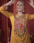 Rangreza Mustard Heavy Embroidered Kurta with Straight Pant