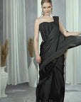 Shaam Black Ready-to-Wear Draped Saree with Embellished Blouse