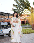 Floral Cape and Mirror Blouse - Off-White